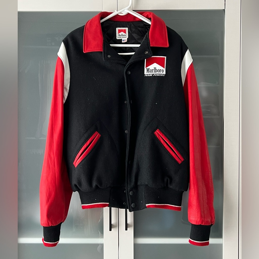 Vintage American Marlboro team Penske leather racing jacket Rare